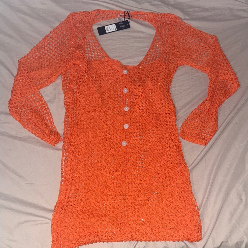 Fashion Nova Vibrant Orange Knit Coverup